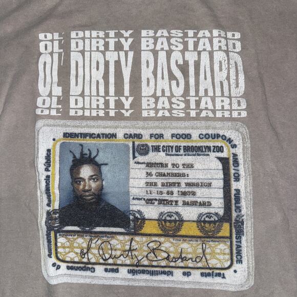 Wu Tang Clan ODB T-Shirt Tan Large 22x29 - Picture 2 of 3